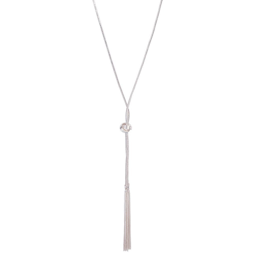 Chain Tassel & Knotted Lariat Necklace