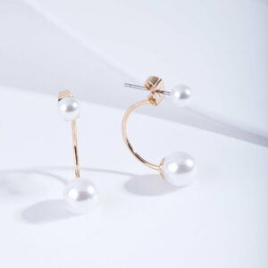 Faux Pearl Double Jacket Earrings