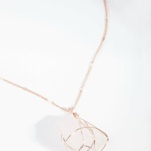 Rose Wire Wrapped Rose Quartz Necklace