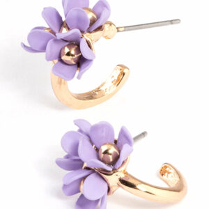 Purple Mini Flower Cluster Earrings