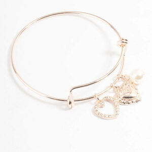 Rose Pearl & Heart Charm Bracelet