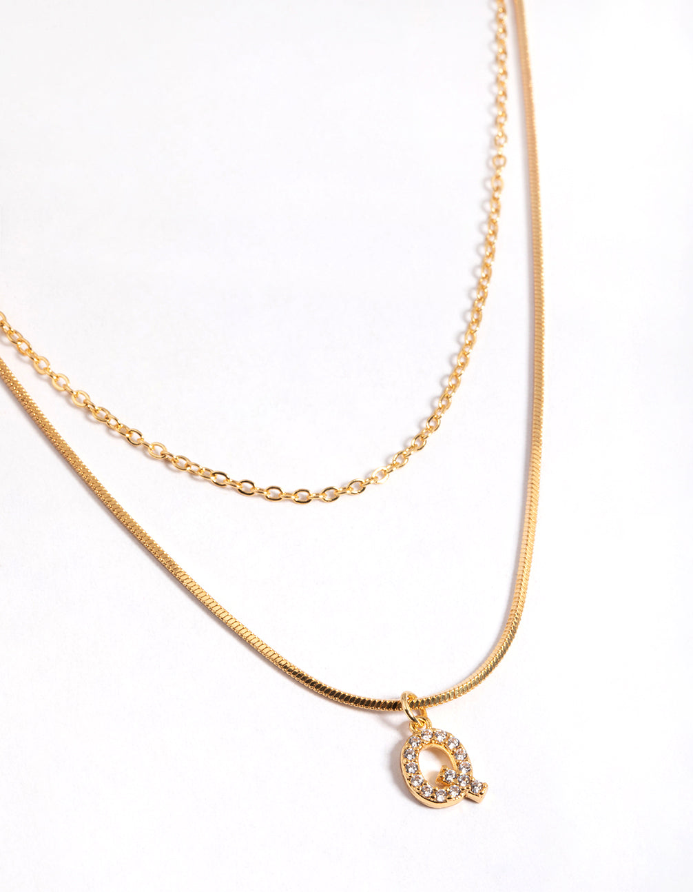 Letter Q Layered Initial Necklace