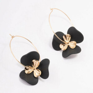 Large Flower Wire Hoop Earrings