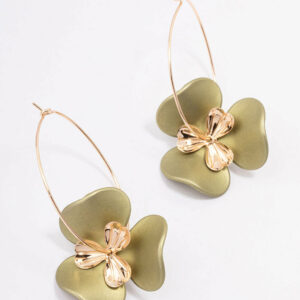 Large Flower Wire Hoop Earrings