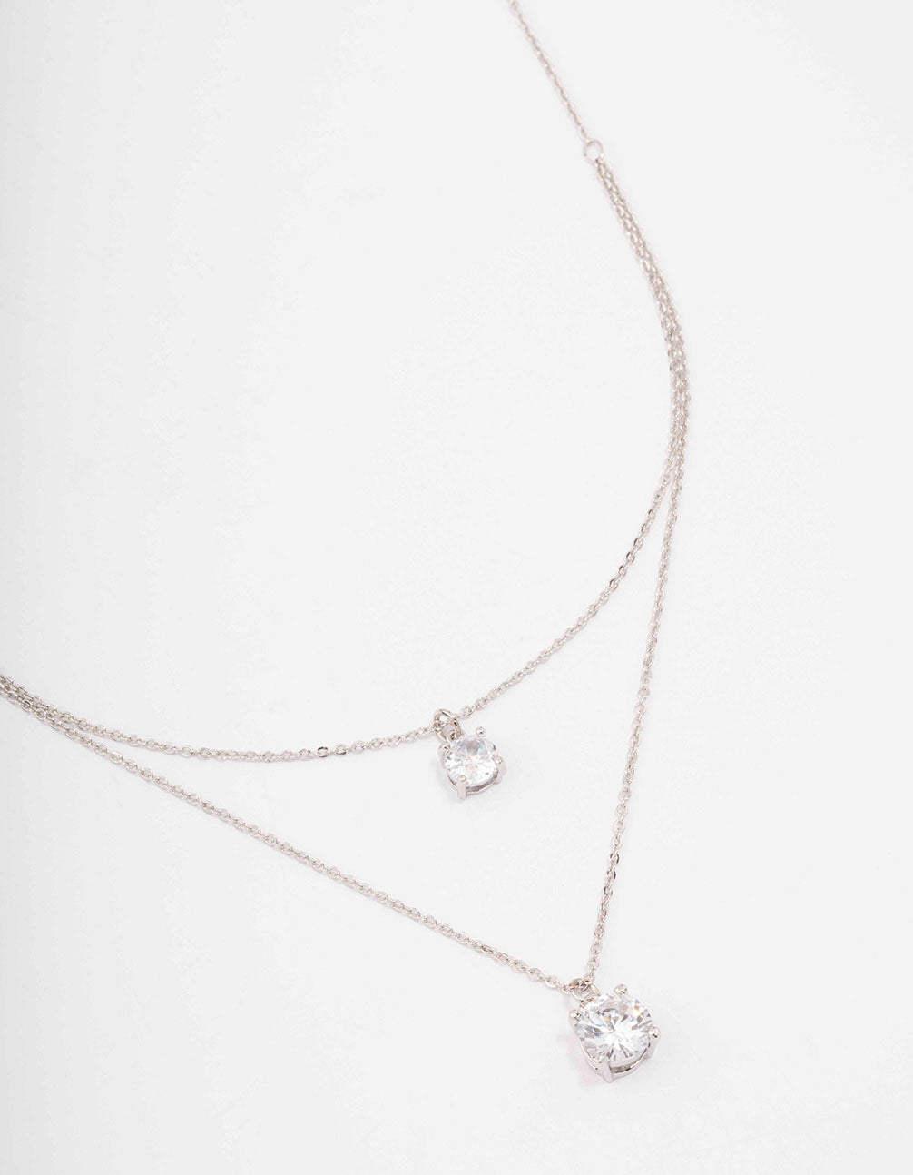 Rhodium Layered Solitaire Necklace