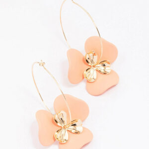 Large Flower Wire Hoop Earrings