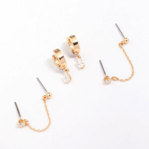 Chain Stud & Hoop Earring 3-Pack