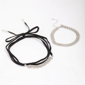 Antique & Black Wrapped Bow Choker