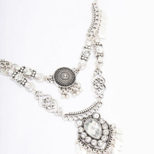 Antique Metal Fringe Layered Necklace