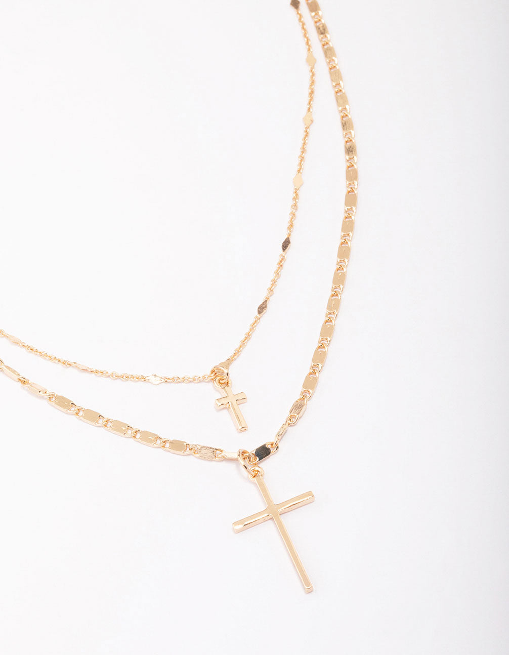 Double Cross Layered Necklace