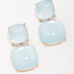 Blue Puffy Stone Earrings