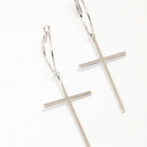 Rhodium Luxe Cross Hoop Earrings